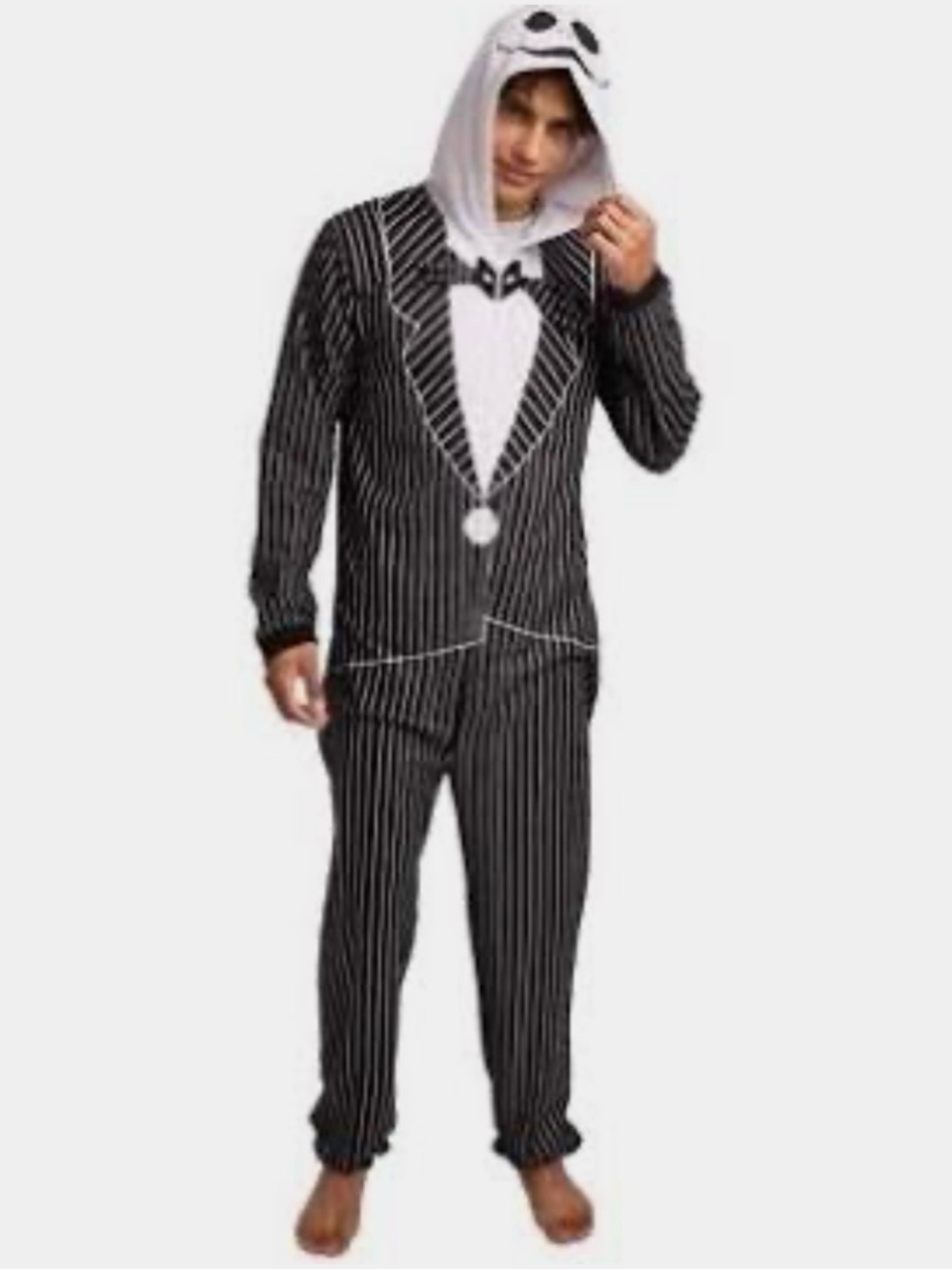 Disney Jack Skellington Men’s Black & White Pinstripe Onesie